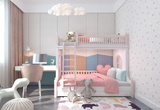 可爱的简约欧式儿童卧室 双层床 max2011 带贴图