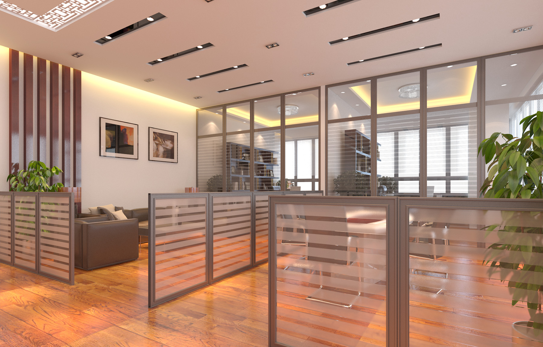 其他办公室玻璃隔断效果图3dmax2012