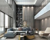 现代简约别墅客厅+餐厅 MAX2012 带贴图+效果图