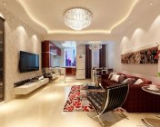 现代小户型婚房客厅-max2009-贴图灯光材质齐全+效果图