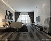 现代客厅-MAX2009 灯光材质贴图齐全-带施工图