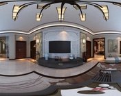 中式客厅+餐厅+厨房模型 max2014 带贴图+全景效果图