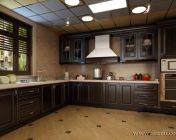 深色欧式厨房橱柜模型下载-带贴图