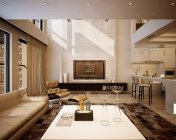 现代别墅客厅+书房+庭院+休息间-3D2011/贴图/灯光/材质