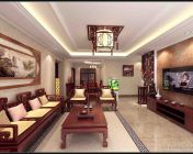 中式客厅，全套贴图材质灯光模型