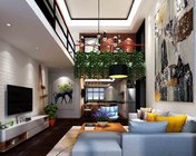现代复式客餐厅+厨房 max2014版 带贴图+效果图
