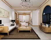 日式原木风格客餐厅+玄关 max2012 带贴图+效果图