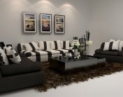黑白条纹沙发茶几组合带贴图--3dmax2012