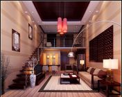 现代中式全跃家装客厅+书房模型-3d2009材质灯光贴图