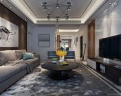 现代风格客厅+餐厅厨房+玄关 max2012版 贴图灯光齐全+效果图