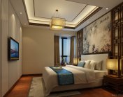 新中式卧室 max2012 贴图灯光材质齐全+效果图