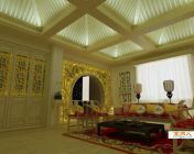 弓长岭-白漆木作中式客厅-3D2009 +灯光+材质