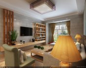 现代简约客厅+餐厅+厨房+玄关 max2012 带贴图+效果图