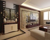 中式大理石背景墙客厅+餐厅-max2012-带贴图+效果图