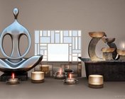 禅意装饰品  抽象人物+烛台组合 max2012 带贴图