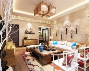 新中式客厅+餐厅-max2012 贴图灯光材质齐全