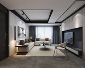 现代简约客厅餐厅 MAX2012 带贴图+效果图