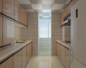 咖啡色橱柜的现代厨房-max2013-带贴图+效果图