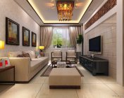 现代中式客厅模型-2009版本-带贴图灯光材质+效果图