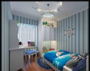 蓝色海洋风格的简欧小孩房-12版3D-带贴图+效果图