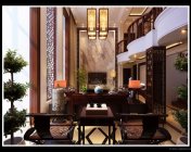 中式客厅-餐厅-主卧-次卧-书房-全套模型+效果图
