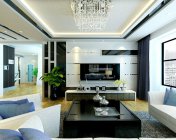 黑白后现代风客厅+餐厅 max2012版 带贴图+效果图