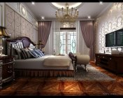 美式卧室模型-11版-贴图灯光材质全