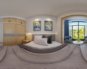 现代简约小卧室带小阳台 max2014 带贴图材质灯光+全景效果图