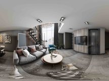 现代单身公寓客餐厅 max2012 带贴图+全景效果图