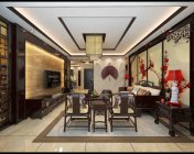 中式客厅+餐厅 max2012 带贴图+效果图