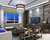 中式客厅+餐厅+玄关吧台 max2012版 贴图材质灯光齐全+效果图