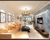 现代客餐厅+厨房 max2009版 贴图灯光材质齐全+效果图
