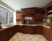 欧式木质整体橱柜厨房 2011版 贴图材质灯光全