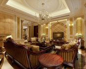 庄严肃穆、优雅气质现代别墅欧式客厅+餐厅-max2012-带贴图