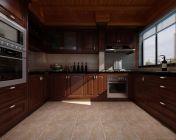 红木整体厨房 max2012 带灯光贴图材质+效果图