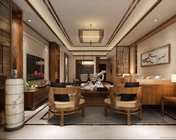 新中式家装客厅+餐厅+玄关 max2014 带贴图+效果图