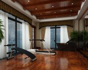 别墅美式健身房 max2014 带材质贴图-VR灯光-渲染参数+效果图