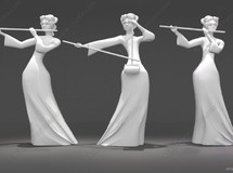 复古吹箫侍女人物雕塑模型 max2012