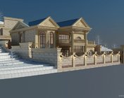 欧式单体别墅建筑外观模型 max2012 带贴图+效果图