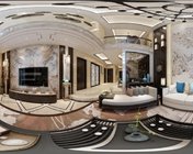 新中式别墅2楼客餐厅 max2012 带贴图+全景效果图
