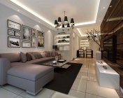 现代简约客厅+餐厅-max2012-带贴图+效果图