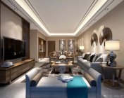 新中式客餐厅 max2012 贴图渲染参数齐全+效果图