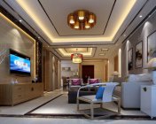 新中式客餐厅+厨房 max2012 带贴图+效果图
