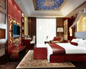 藏式风格的现代酒店客房3d模型下载,带材质灯光