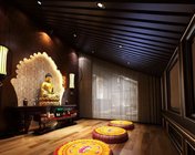 新中式客厅+茶室+佛堂 max2012 贴图灯光材质齐全+效果图及...