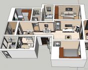 sketchup整体家装鸟瞰模型下载-无贴图