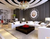 嘉福国际-黑白色现代客厅家装模型下载 附材质灯光