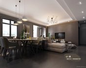 现代客厅黑白灰客餐厅 3dmax2013 带贴图