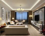 现代简约客厅+餐厅 max2012 带贴图+效果图