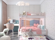 可爱的简约欧式儿童卧室 双层床 max2011 带贴图
